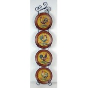 4 Rooster 10" Plates On Rack
