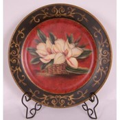 10" Burgundy Plate W/ Stand, Magnolia