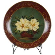10" Moss/Burg Magnolia Plate W/ Stand