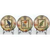 8" Macaw Plate W/ Stand, 3 Asst.