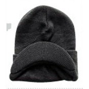 Black Knit Cap with Visor-Junior