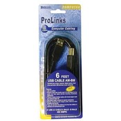 6 Feet USB 2.0 Cable Am/Bm Gold Plated 24A28+24Awg