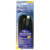 15 Feet USB 2.0 Cable Am/Bm Gold Plated 2428+24Awg