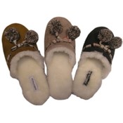 Ladies Pom Pom Slipper with Plaid Trim