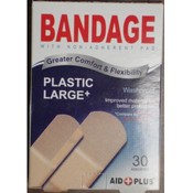 Adhesive Bandages 30Ct Plastic Large