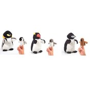9.5" 3 Asst. Penguins Puppets W/Baby Finger Puppet