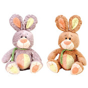 9.5" 2 Assorted Sitting Bunnies- Grey, Beige