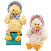 9.5" 2 Assorted Color Ducks W/ Bonnet &amp; Bow