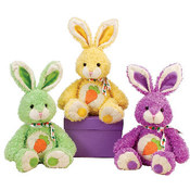 10.5" 3 Assorted Sitting Bunnies W/ Carrot