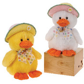 9" 2 Assorted Color Duck W/ Hat, Yellow,