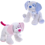 9" 2 Assorted Color Puppy W/Rattle