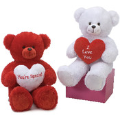 28"  2 Assorted Color Cuddle Bears Holding A Heart