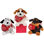 8" 3 Asst. Fat Dogs Holding Heart