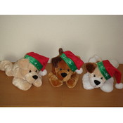 12.5" 3 Asst. Color Laydown Dogs With Hats.
