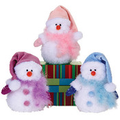 7" Snowman W/3 Asst. Pastel Marabou Trims.