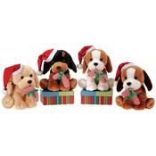 6.5" 4 Asst. Christmas Dogs W/ Candy Cane