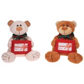 6.5" 2 Asst. Patched Bear With Red Gift Card Holde
