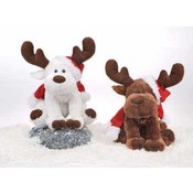 9.5" 2 Asst Christmas Moose W/ "Christmas Shout"