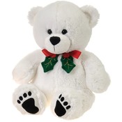 11" White Cuddle Christmas Bear With Paw Print