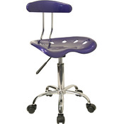 Vibrant Deep Blue and Chrome Computer Task Chair with Tracto