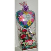Wooden Planter WIth flowers and balloon