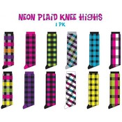 Women's Neon Plaid Knee Highs 1 Pk