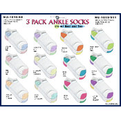 Girls' 3 Pack Anklets With Color Heel &amp; Toe