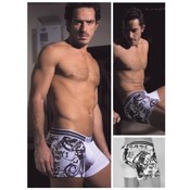Mens Beau Mode Black/White Print Boxer Trunk