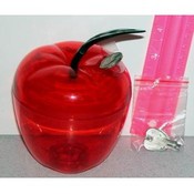 Red Plastic Apple Bank with Keys Item # 108674