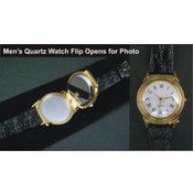 Men's PictureFrame Watch with Genuine Leather Band