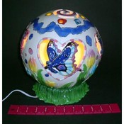 Large Iridescent Glazed Ceramic Globe Table Lamp