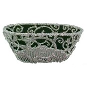 Decorated White Icicle Metal Basket with Glitter
