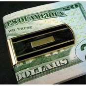 Gold Tone with Charcoal Metal Money Clip