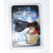 Flashing LED Santa Fireplace Magnet and Lanyard