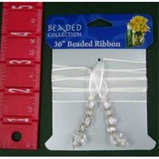 36 Inch Beaded White Ribbon