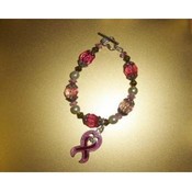 Pink Bead Bracelet with Breast Cancer Charm