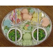 Oval Gift Basket of Animal &amp; Floral Shaped Soaps