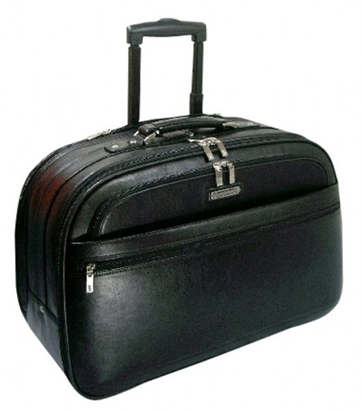 Full Grain Leather, Carryon Rolling Briefcase 21″x13.75″x10″, Black