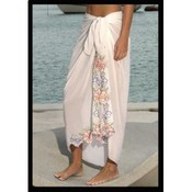 Long Sheer Floral Embroidered Edge Sarong