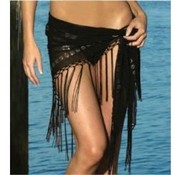 Sheer Triangle Sarong w/Glitter &amp; Fringe