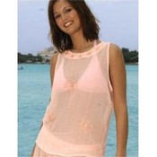 Women's Sheer Krinkle Embroidered Tank Top