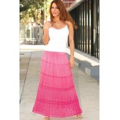Embroidered &amp; Embellished Long Skirt w/ Lace Trim
