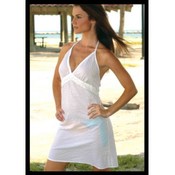 InGear Pucker Stripe Lace Trim Halter Dress