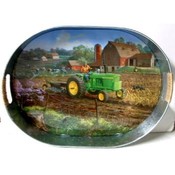 John Deere Galvanized Oval Tray