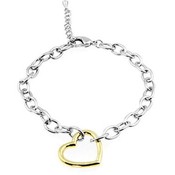 Golden Heart and Silver Toned Bracelet