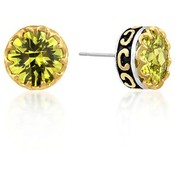 Two Toned Bonded Peridot Round Cut CZ