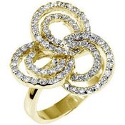 Gold-Tone CZ Flower Cocktail Ring