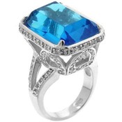 Sterling Silver Blue Oversized CZ Cocktail Ring
