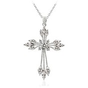 Luxurious Conviction Silver Tone CZ Cross