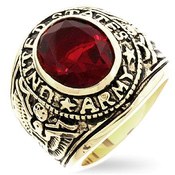 United States Army Ruby CZ Gold Tone Ring
